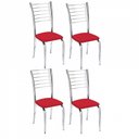 Ver imagem 1 de Kit 4 Cadeiras Iara Cromada Para Cozinha Vermelho