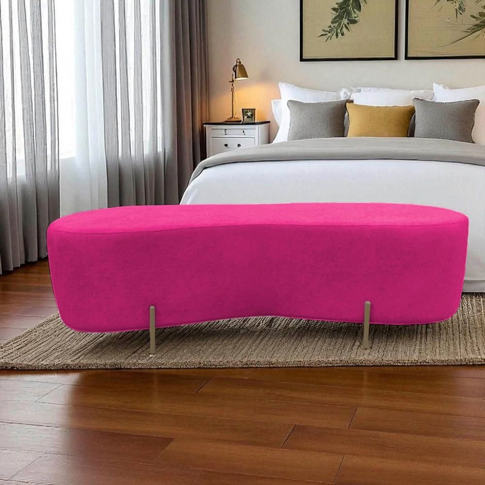 Puff Decorativo Alana Veludo Rosa Pink | MadeiraMadeira