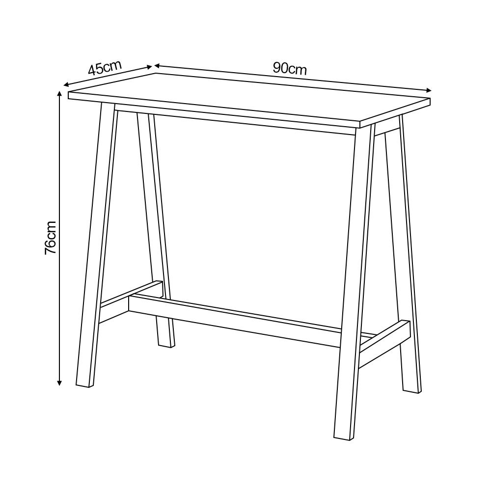 Mesa Compacta Estudo 90cm Base em Madeira - Branco - 3