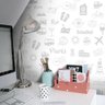 Papel de Parede Viagem - Várias Cores - Branco e Cinza - 2