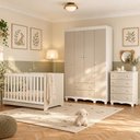 Ver imagem 1 de Quarto de Bebê Completo com Berço Americano 3 em 1 p/Colchão 130x70cm Flor Multimóveis MP4938