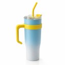 Ver imagem 1 de Copo Térmico Ms-703 1200ml Dupla Camada Aço Inox Grande com Canudo e Tampa + Canudos de Aço Inox com