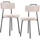 Ver imagem 1 de Kit 02 Cadeiras Decorativas Estofada Para Sala De Jantar Barcelona L02 Suede Bege - Lyam Decor