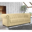 Ver imagem 1 de Sofá 3 Lugares 2,35M Chesterfield Couro Bege - Mempra