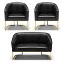 Ver imagem 1 de Namoradeira e 2 Poltronas Industrial Dourado Stella Sintético Pu D03 - D’Rossi