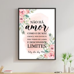 Quadro Decorativo Não Há Amor Como o de Mãe 45x34cm - com vidro:Madeira preta - 1