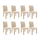 Ver imagem 1 de Kit 8 Cadeiras para Sala de Jantar Estofadas Juliana Bege/Nude