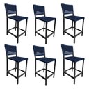 Ver imagem 1 de Kit 6 Banquetas França em Corda Náutica e Base em Alumínio Preta para Área Gourmet Azul Marinho