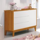 Ver imagem 2 de Cômoda Infantil com Porta e 3 Gavetas Classic Branco/Savana com Pés Amadeirado - Reller Móveis
