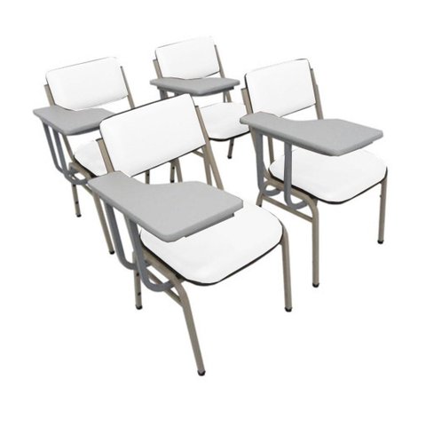 Kit com 4 Cadeiras para Auditórios Linha Hotel Smart Branco