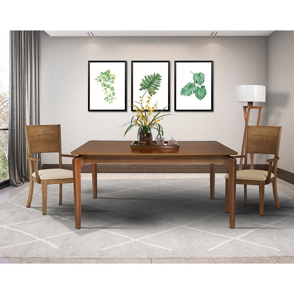 Mesa de Jantar L160 X P 90 X Alt 77 Portugal em Madeira Maciça e Mdf Natural/branco - 8