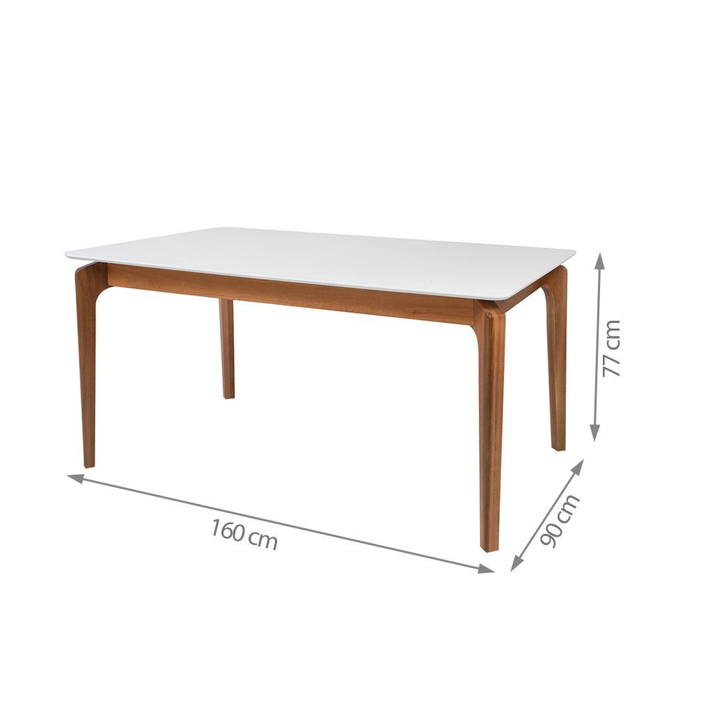 Mesa de Jantar L160 X P 90 X Alt 77 Portugal em Madeira Maciça e Mdf Natural/branco - 3