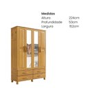 Ver imagem 3 de Guarda-Roupa Madeira 4 Portas 4 Gavetas Pollux Marrom/Nogueira
