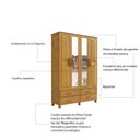 Ver imagem 5 de Guarda-roupa Madeira 4 Portas 4 Gavetas Pollux