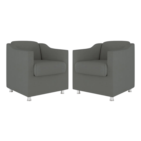Kit 2 Poltronas Bia Decorativa Reforçada Recepção Clinica Salão Sala de Estar Suede:cinza