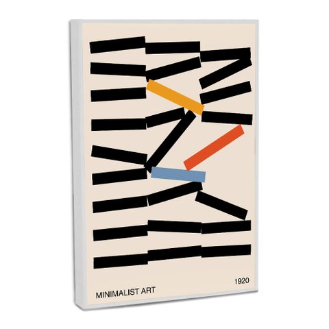 Quadro Decorativo Geometrico Abstrato Hastes Empilhadas com Moldura Filete