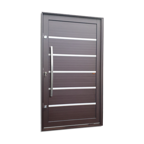 Porta Pivotante Alumínio Lamb.Premium c/Pux.e.Elite Marrom Corten 216x150 Brimak