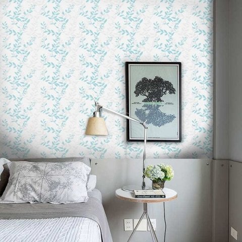 Papel de Parede Floral Folhas - Turquesa