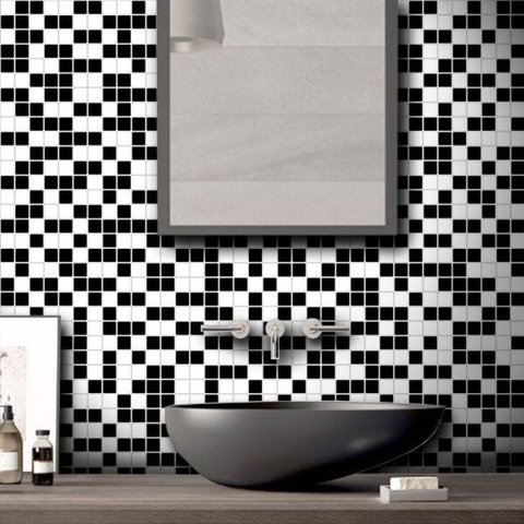 Papel de Parede Pastilha Clássica Mix - Várias Cores - Branco e Preto