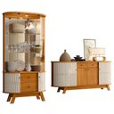 Ver imagem 1 de Aparador para Sala Buffet Mônaco e Cristaleira Moss Cinamomo Off White - Madetec