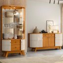 Ver imagem 5 de Aparador para Sala Buffet Mônaco e Cristaleira Moss Cinamomo Off White - Madetec