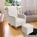 Ver imagem 2 de Poltrona de Amamentação com Balanço e Puff Mavie L02 Bouclê Creme - Lyam Decor