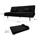 Ver imagem 6 de Sofá Cama Silver 3 Lugares Reclinável 1,92 Material Sintético Preto - Star Confort