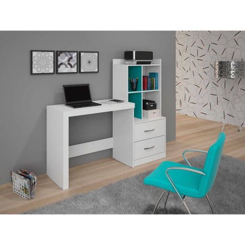 Escrivaninha/mesa de Notebook com Prateleiras Alana Branco/tifany Jcm Movelaria