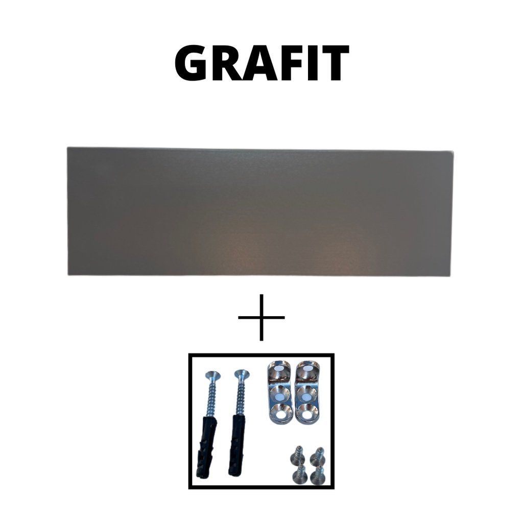 Kit 2 Prateleiras 100% MDF cor GRAFIT 30x10x1,5cm + Suporte de instalação - 3