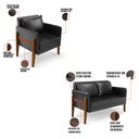 Ver imagem 5 de Kit 1 Sofá Namoradeira e 2 Poltronas Lana Corano Preto Base de Madeira - D’Rossi