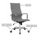 Ver imagem 2 de Cadeira Presidente Charles Eames Esteirinha - Cor Cinza - Pollo Móveis - 32881