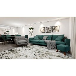 Kit Duas Poltrona Pétala Base Giratória Cromado em Linho:10-verde - 3