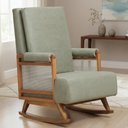 Ver imagem 2 de Poltrona de Amamentação com Balanço Base Nina Líria D02 Bouclê Verde Oliva C-199 - Lyam Decor