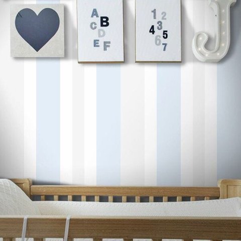Papel de Parede Listras Médias Clear - Azul e Cinza Claro