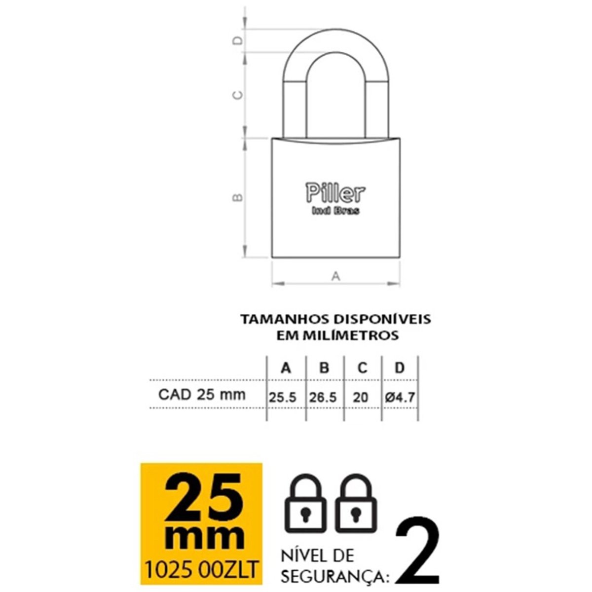 Cadeado 25mm - Piller - 2