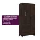 Ver imagem 7 de Guarda Roupa Solteiro 3 Portas e 2 Gavetas Castro - Ébano Touch