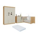 Ver imagem 1 de Quarto de Bebê Completo Berço Americano 3x1 Colchão Pirulito Multimóveis Mp4629 Madeirado/off