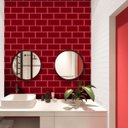 Ver imagem 2 de Papel de Parede Azulejo Metrô - Várias Cores - Vermelho Escuro
