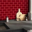 Ver imagem 1 de Papel de Parede Azulejo Metrô - Várias Cores - Vermelho Escuro