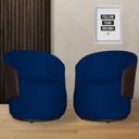 Ver imagem 1 de Kit 2 Poltronas Organica Beatriz Veludo Azul Marinho C/ Composê Corano Marrom - Lm Decor