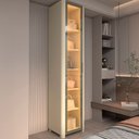 Ver imagem 1 de Guarda-Roupa Modulado Lúmine 1 Porta com Vidro e LED 100% MDF Off White - Pnr Móveis
