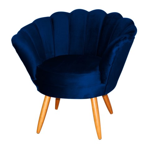Poltrona Decorativa Pétala em Veludo - Várias Cores - Ds Estofados Poltrona Pétala Azul Marinho