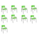 Ver imagem 2 de Kit 9 Cadeira Iso Infantil Creche, Escola Base Cinza Verde Claro