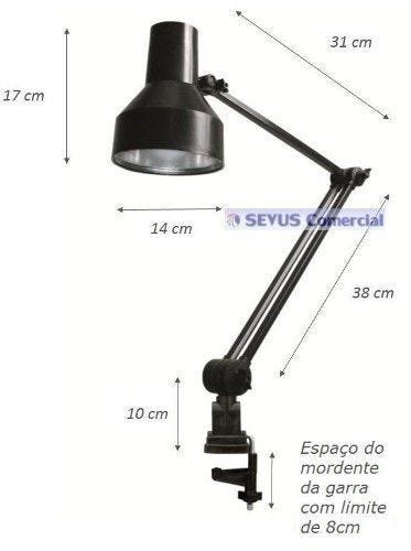 Luminária Profissional Cúpula anti-térmica e Garra Ref. 388 Ilutec - Preto - 3