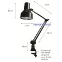 Ver imagem 3 de Luminária Profissional Cúpula anti-térmica e Garra Ref. 388 Ilutec - Preto
