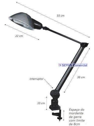 Luminária Articulada Ilutec Cúpula Aluminio Ref. 393 Div.cores - Preto/Titânio - 2