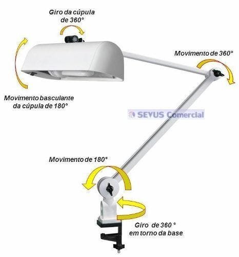 Luminária De Mesa Com Garra Ilutec 387 - Branco - 3