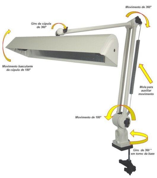 Luminária de Prancheta Articulada Com garra e mola Ref. 271 Ilutec - Branco - 3