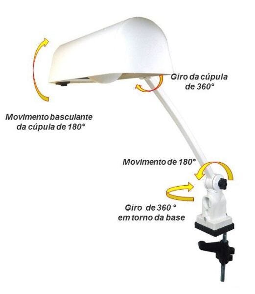 Luminária com Garra Lâmpada Compacta ou led Ref. 205 - Branco - 3