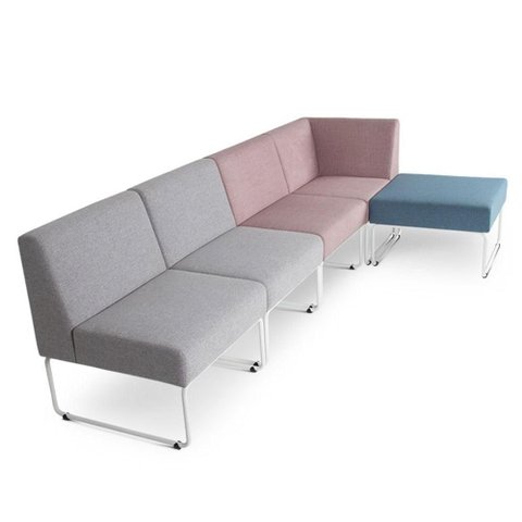 Poltrona Modular Pix com Braco Individual Assento Courino Cinza Claro Base Aco Branco - 55334